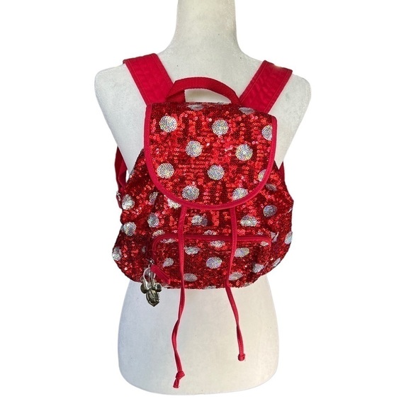Disney Minnie Mouse Red and Holographic Sequined Mini Backpack - Picture 8 of 9